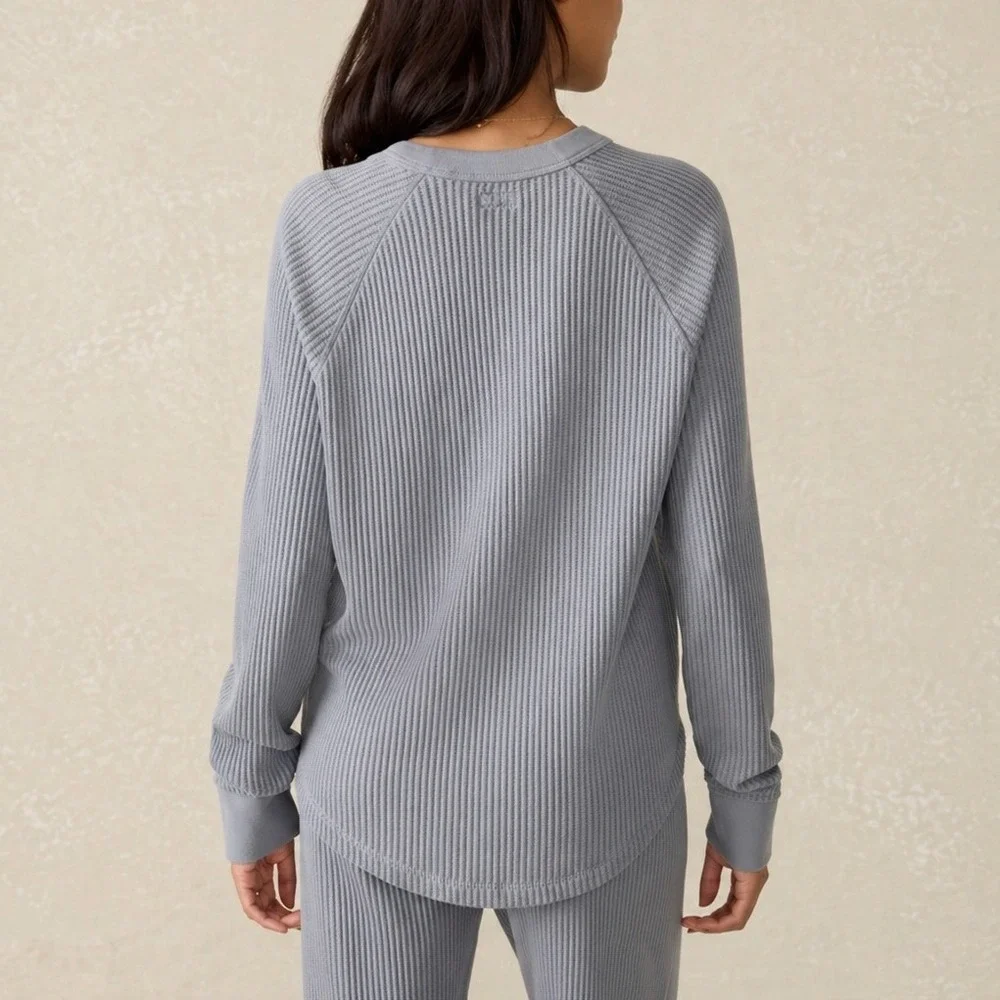 Faherty Legend Waffle Knit Crew in Tradewinds Blue Long Sleeve Top Size XL - Picture 2 of 12